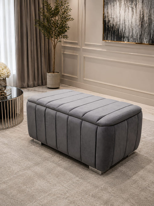 Genova Grey Footstool Large Livara Interiors