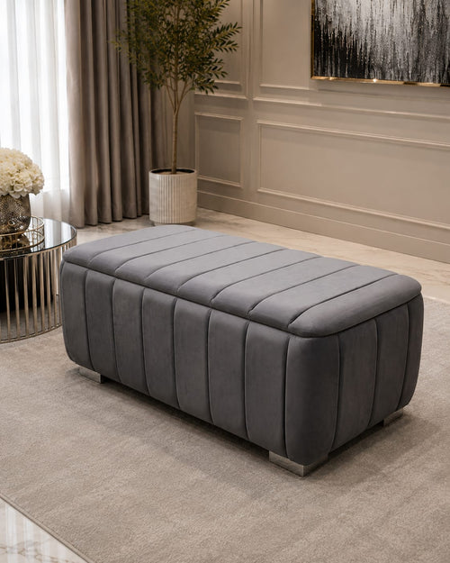 Genova Grey Footstool Large Livara Interiors