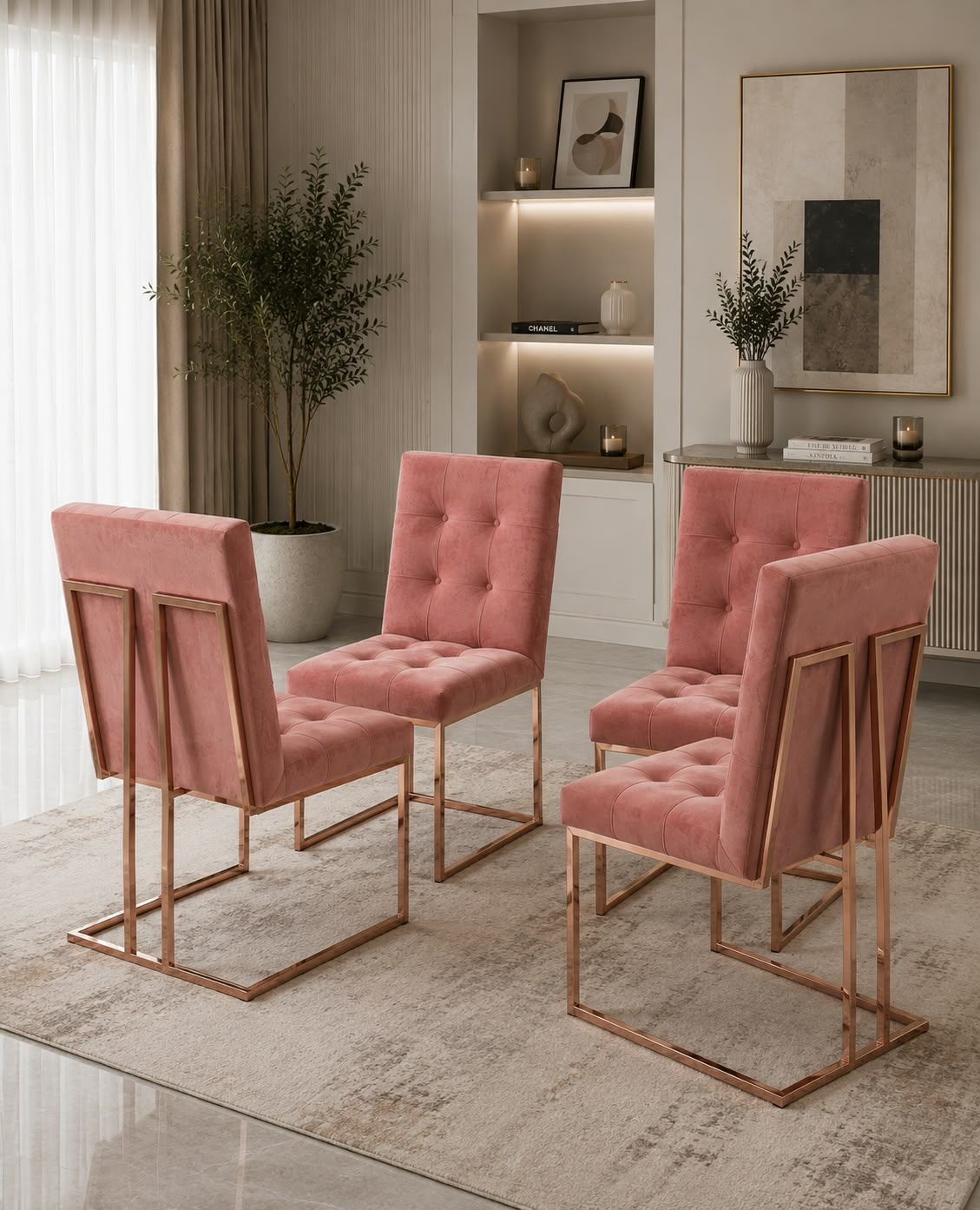 Atlanta Dining Chair Black or Pink (Set of 4) Livara Interiors