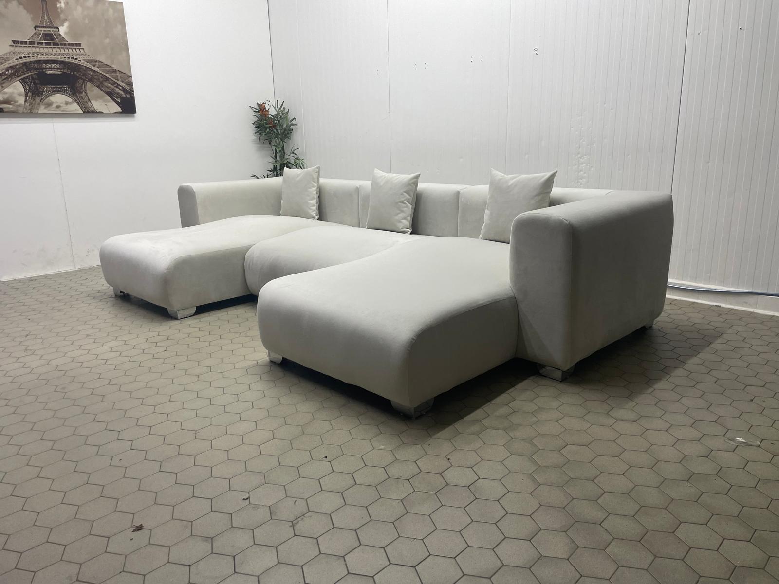 Madrid Sofa U Shape Cream Velvet Livara Interiors