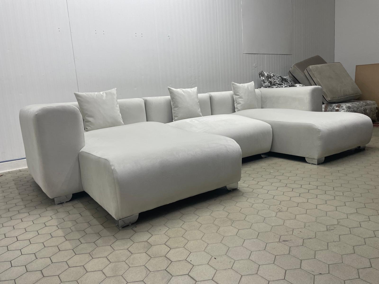 Madrid Sofa U Shape Cream Velvet Livara Interiors