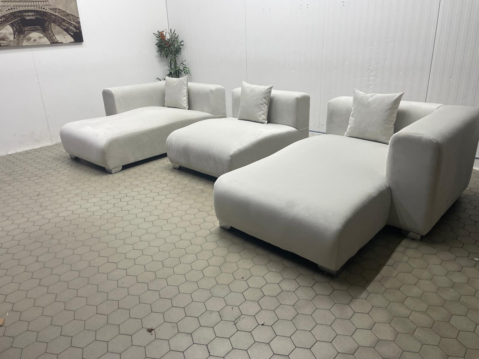 Madrid Sofa U Shape Cream Velvet Livara Interiors