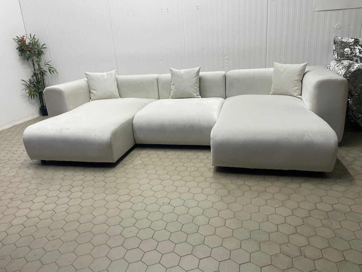 Madrid Sofa U Shape Cream Velvet Livara Interiors
