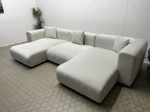 Madrid Sofa U Shape Cream Velvet Livara Interiors