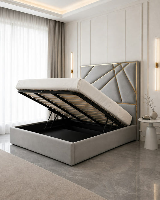Helix Storage Premium Velvet Bed Space Saver Bed