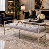 Riva Silver Velvet 150cm Wide Bench With Chrome Legs furnish 365