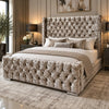 Aries Beige Crushed Velvet Wingback Bed FIL
