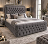 Arianna Double Grey Velvet Wingback Bedframe FIL