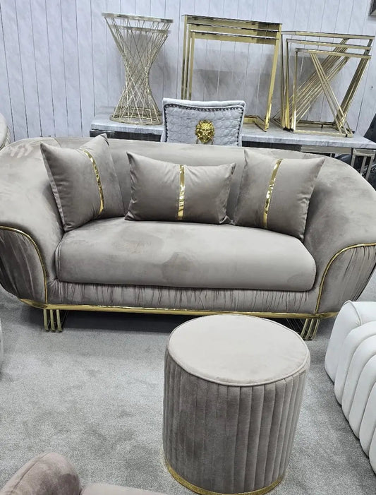 Chicago 3+2 Velvet Sofa Set with Footstool – Luxury Living Room Suite