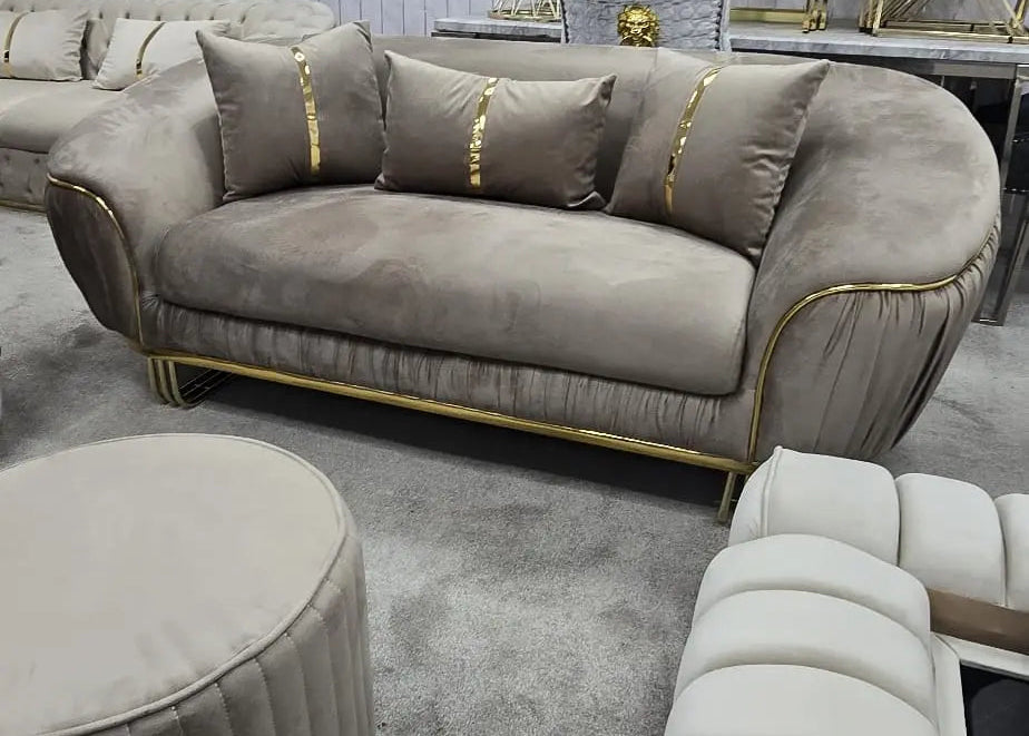 Chicago 3+2 Velvet Sofa Set with Footstool – Luxury Living Room Suite