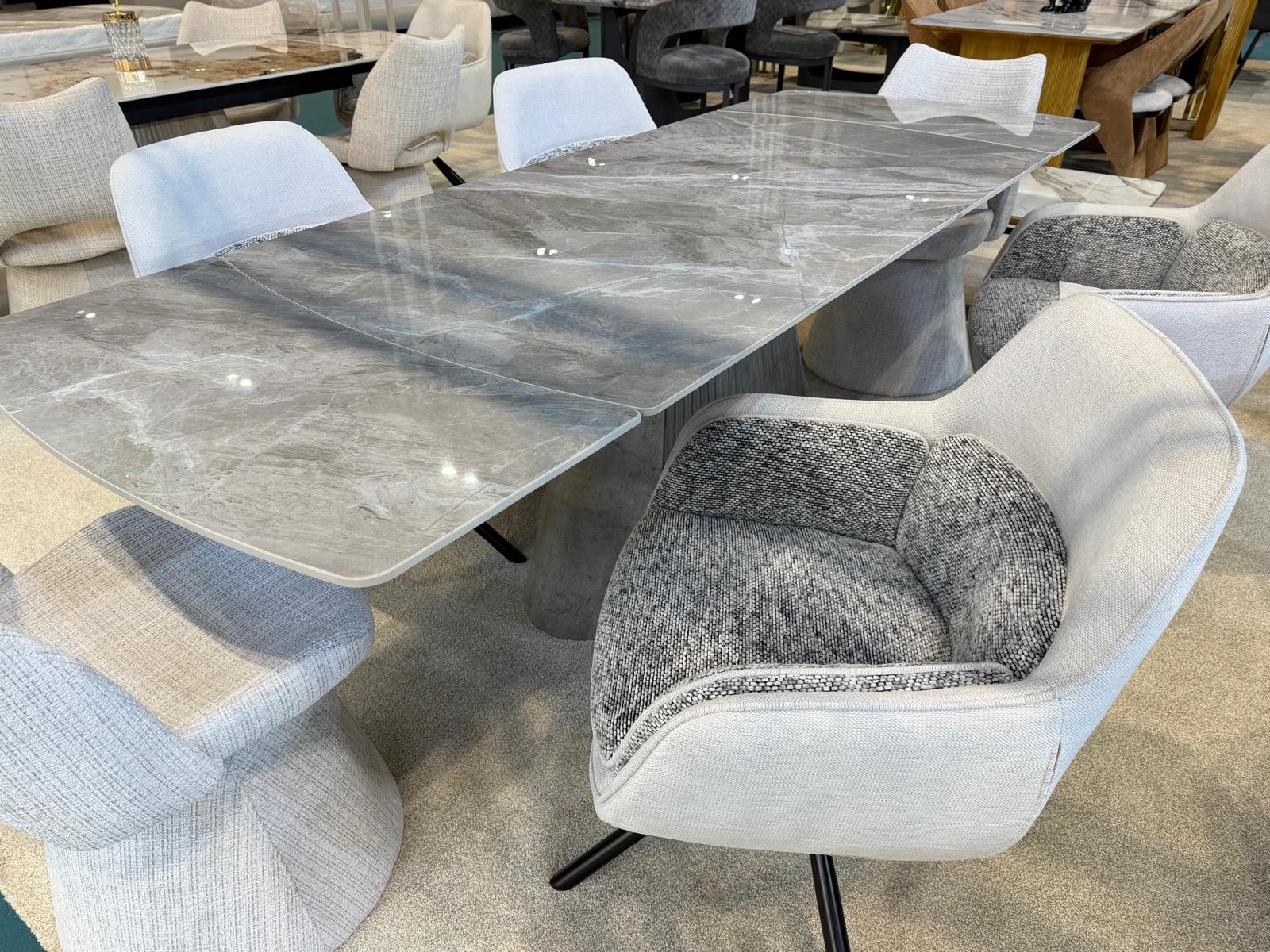 Monaco Grey Sintered Stone Extendable Dining Table 160–240cm | Modern Living