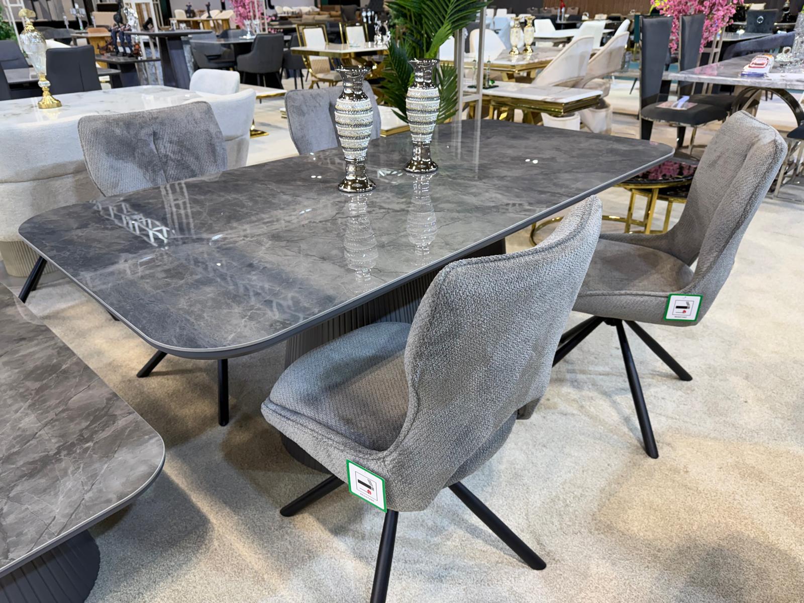 Davos Grey Oval Ceramic Dining Table 180cm | Modern Contemporary Dining