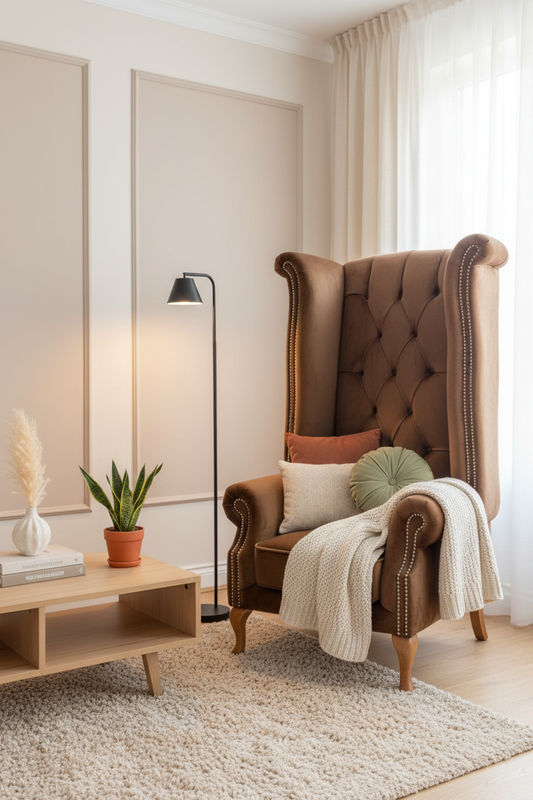 Queen Ann High Back Armchair – French Velvet & Lustro Velvet Range velvetsofa