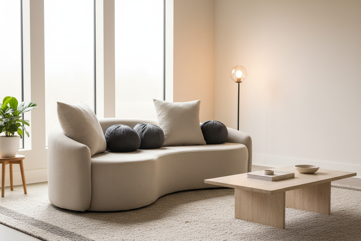 Bouclé 3 Seater Cloud Sofa Light Beige Livara Interiors