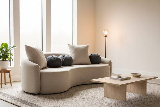 Bouclé 3 Seater Cloud Sofa Light Beige Livara Interiors