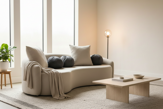 Bouclé 3 Seater Cloud Sofa Light Beige Livara Interiors