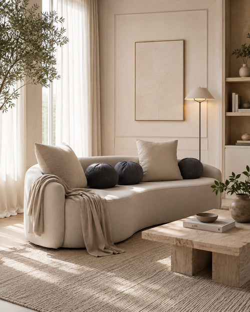 Bouclé 3 Seater Cloud Sofa Light Beige Livara Interiors