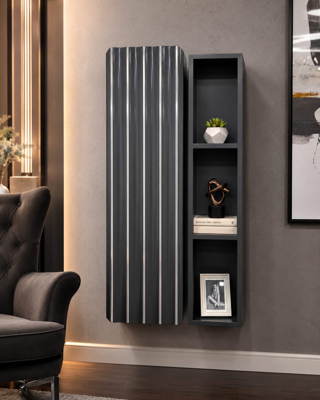 Lotus Wall Mount Cabinet Black or Grey Wall Mounted F I L