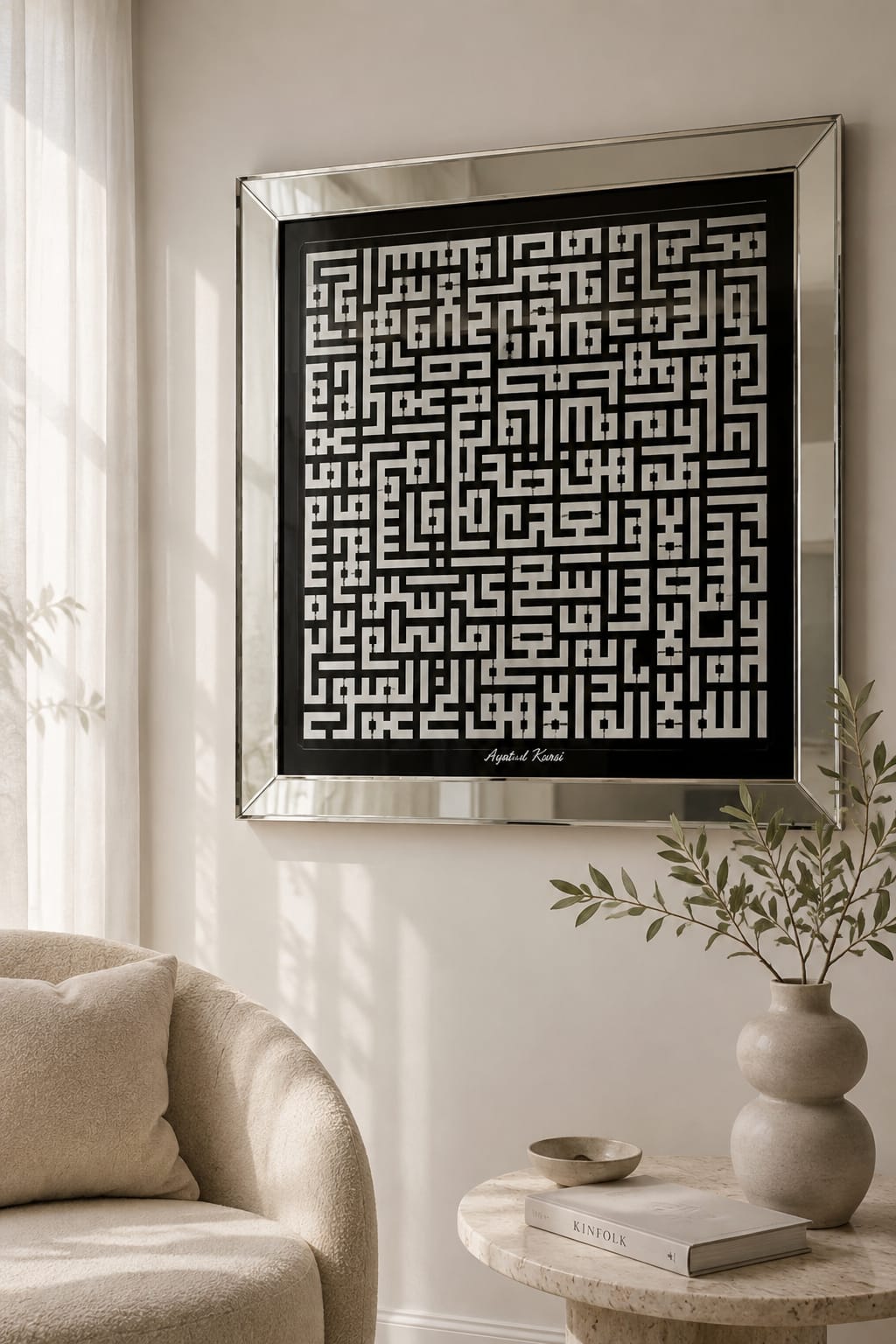 Islamic 3D Glitter Wall Art  Ayatul Kursi  Gold & Silver F I INTERIORS