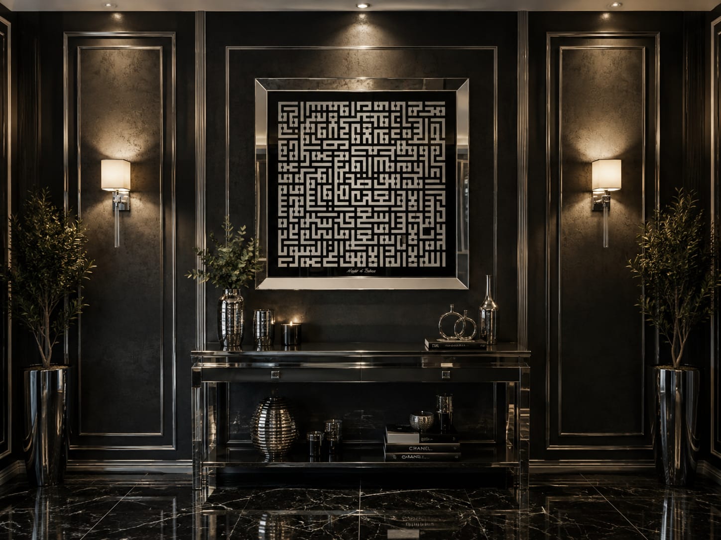 Islamic 3D Glitter Wall Art  Ayatul Kursi  Gold & Silver F I INTERIORS