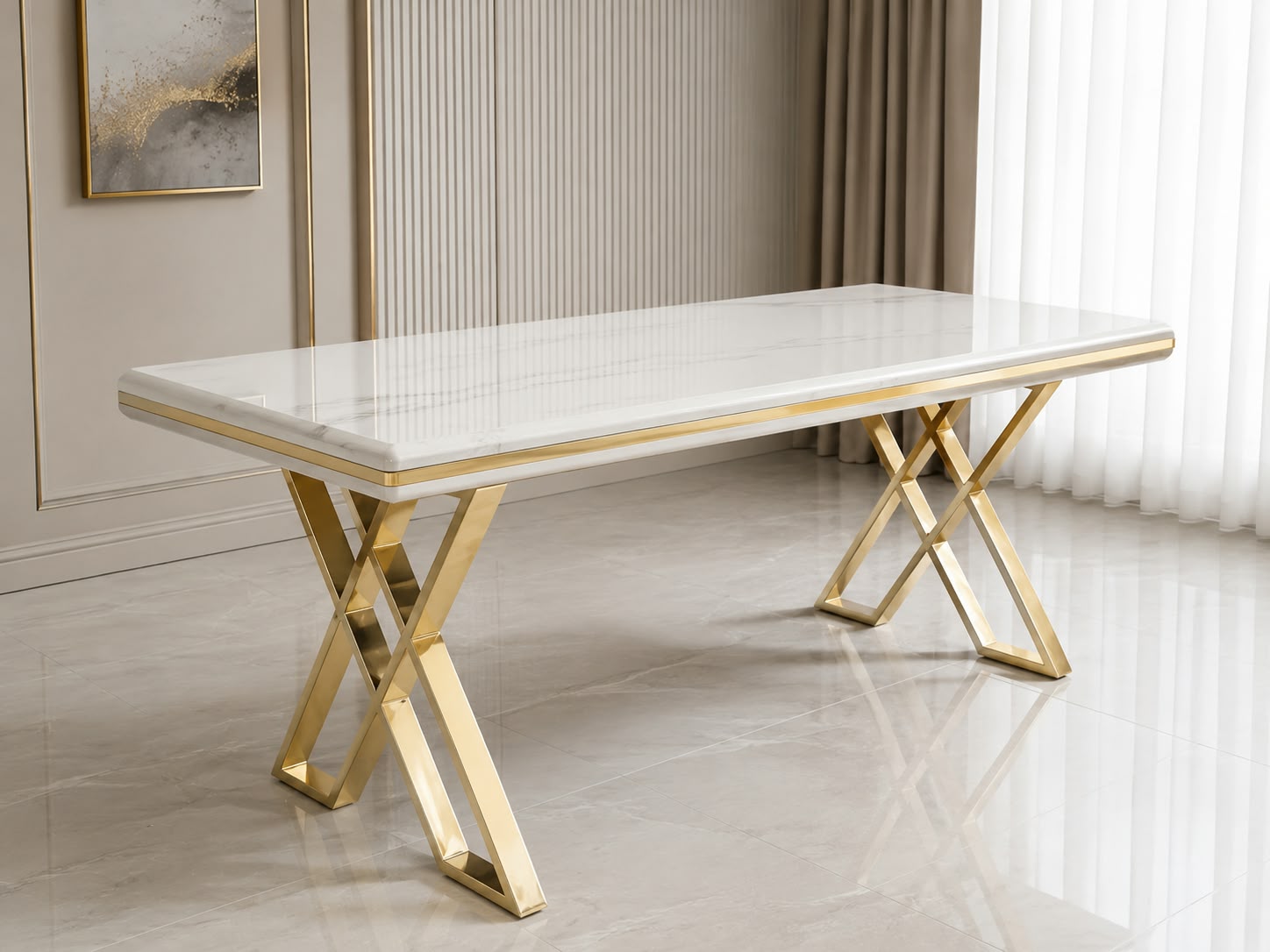 Luna Black & Gold Metal Finish Dining Table – Contemporary Glamour with Statement Style Livara Interiors
