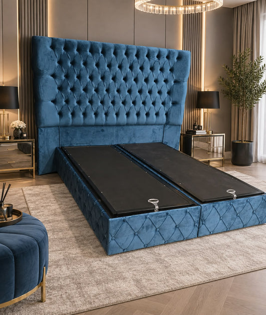 Artemest Divan Storage Ottoman Bedframe – King Size, Teal Plush Velvet TURKISH