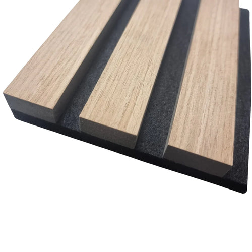 Single Faced Acoustic STANDARD SLAT Wall Panels - 1 sided Wood Veneer - 240cm x 60cm (4 pcs)