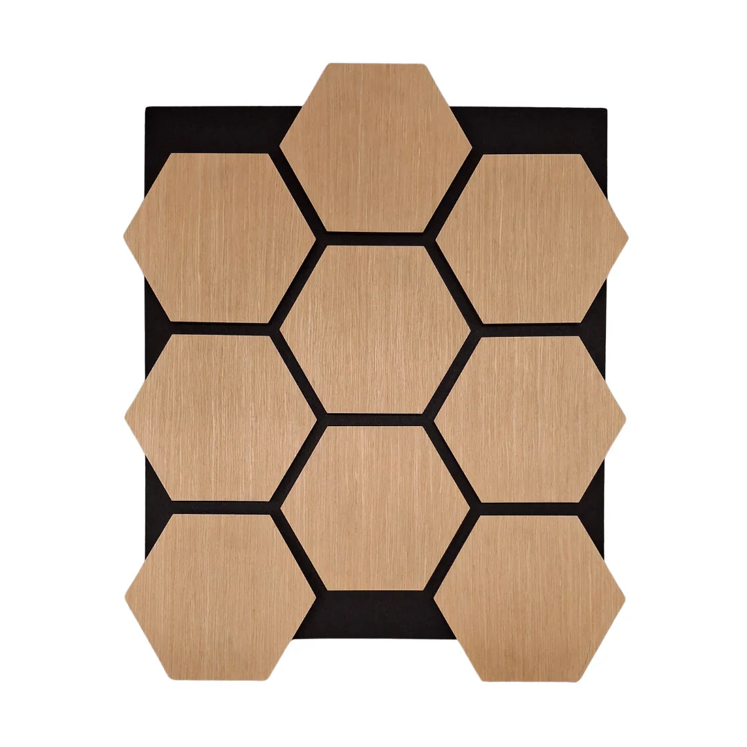 Acoustic Pattern Wall Panels - Hexagon - 70cm x 60cm (5 pack) Premium Oak