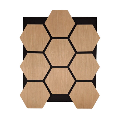Acoustic Pattern Wall Panels - Hexagon - 70cm x 60cm (5 pack) Premium Oak