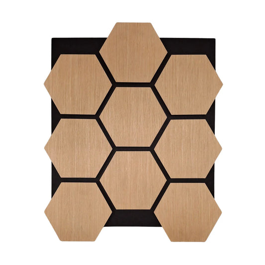 Acoustic Pattern Wall Panels - Hexagon - 70cm x 60cm (5 pack) Premium Oak