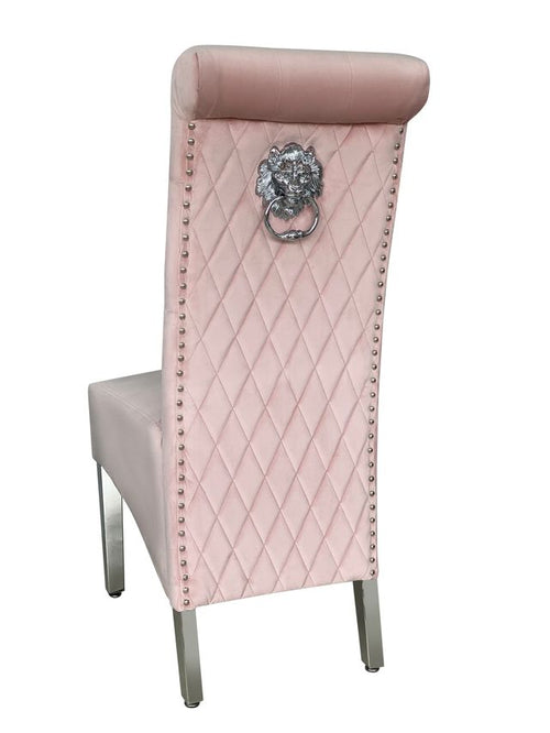 Sofia Dining Chairs Lion Knocker Chrome Legs / Available In 5 Colours Pink