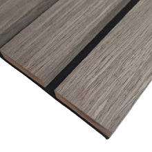 Premium Acoustic Wood Veneer WIDE SLAT Wall Panels - 3-sided - 240cm x 30cm (2 pack) Grey Oak