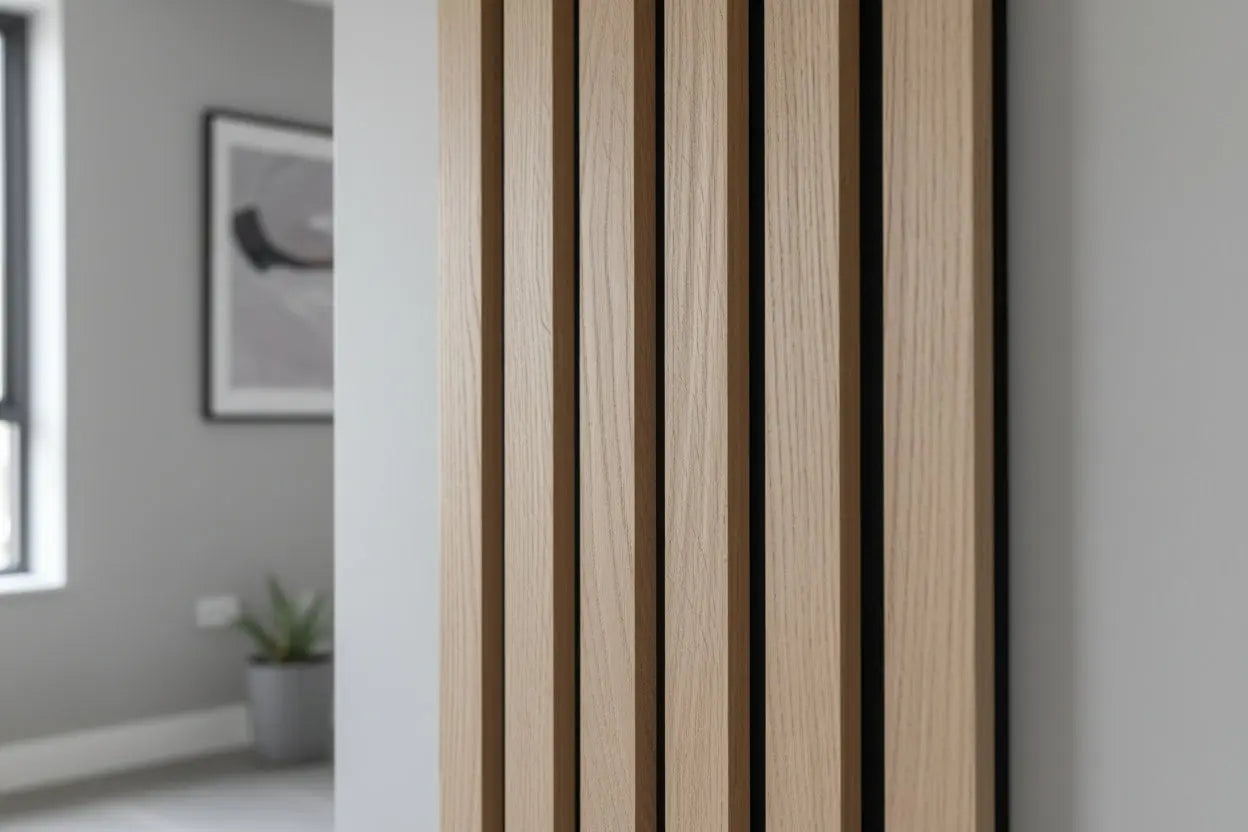 Premium Acoustic Wood Veneer STANDARD SLAT Wall Panels - 3-sided - 240cm x 32cm (2 pack)