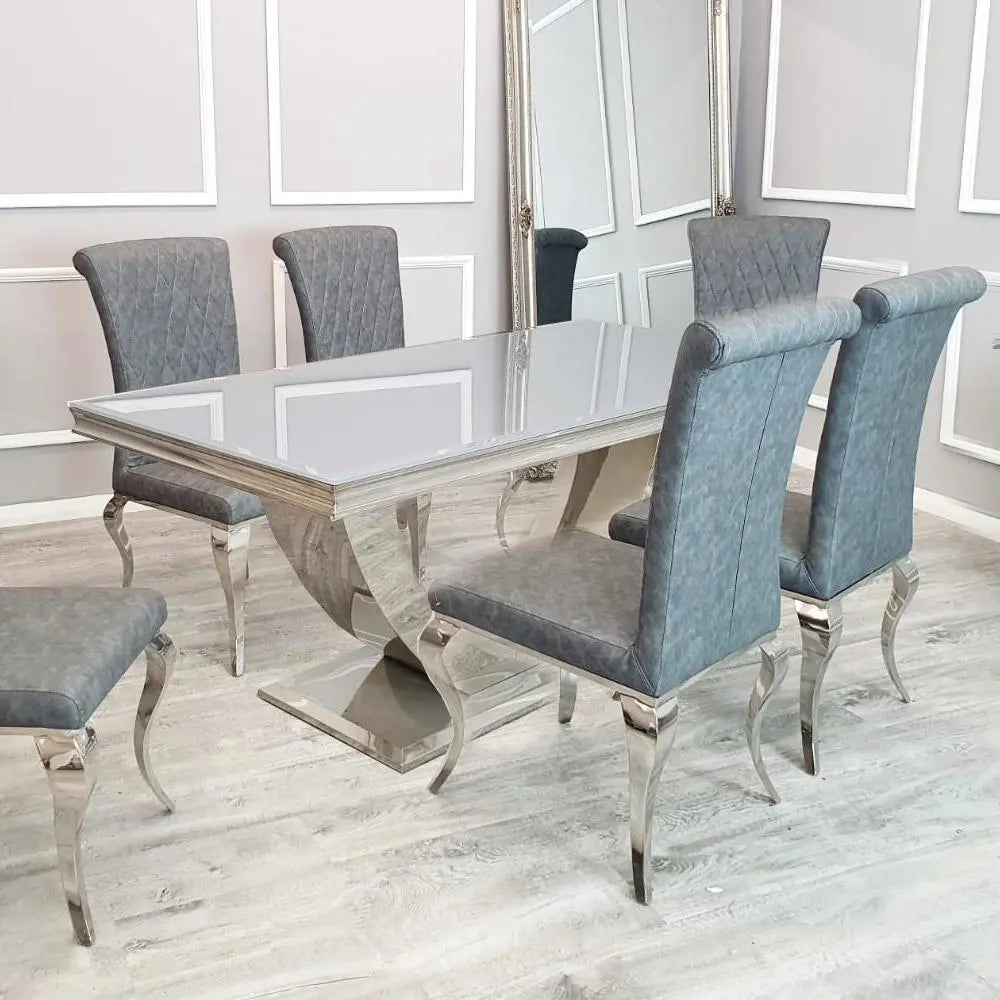 Arial 1.8m Marble Dining Table – Stainless Steel Base