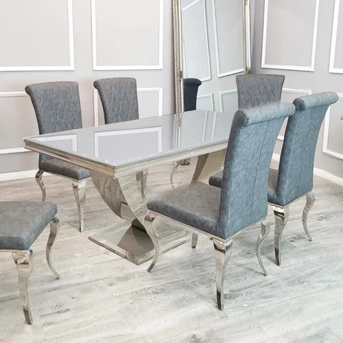Arial 1.8m Marble Dining Table – Stainless Steel Base