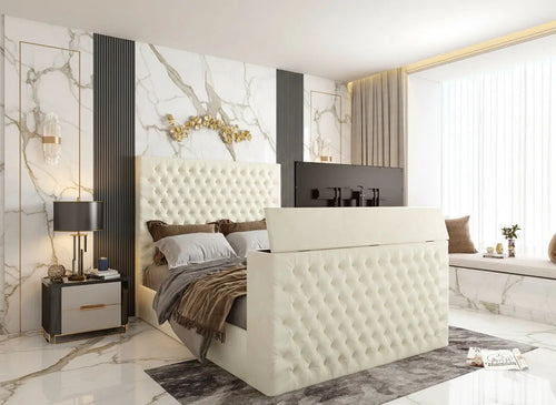 Chelsea Upholstered Soft Velvet Phonematic Tv Bespoke Bed Frame