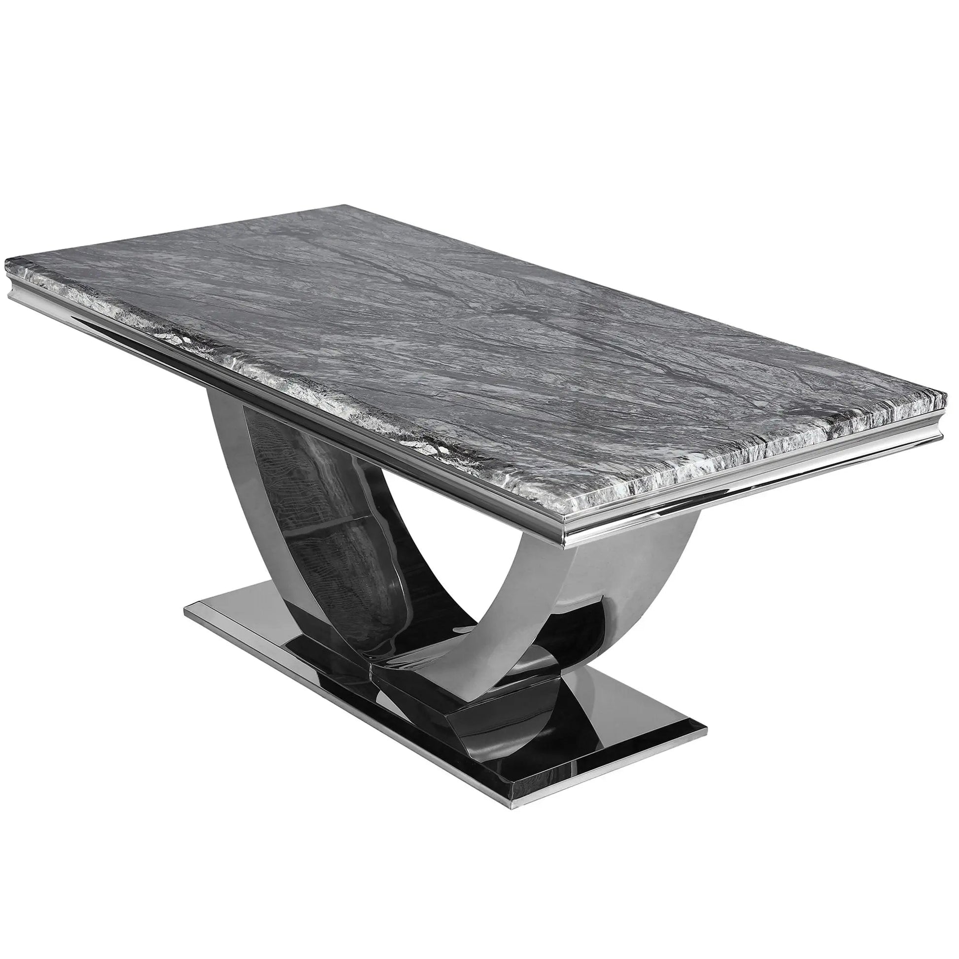 Arial 1.8m Marble Dining Table – Stainless Steel Base