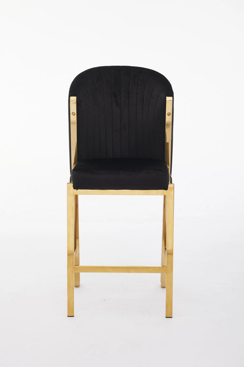 Fabio Shimmer Fabric Gold Metal Plating Barstool