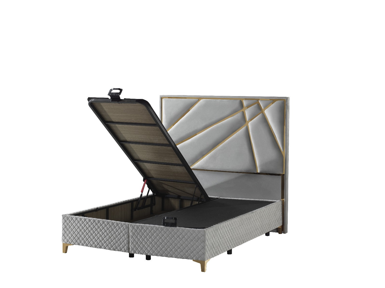 Helix Storage Bedframe 5ft King-size Silver & Gold LIVARA