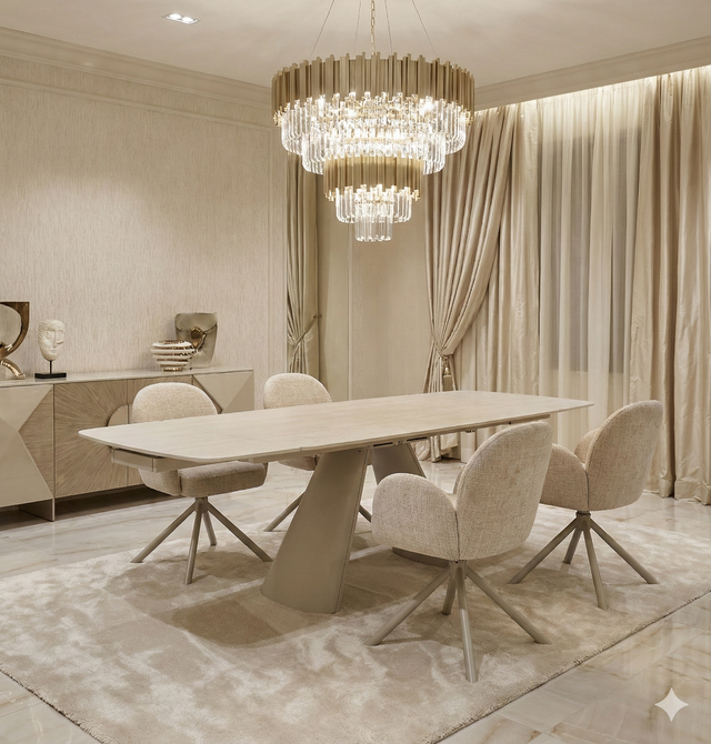 Gstaad Beige Extendable Stone Table - Choose Option