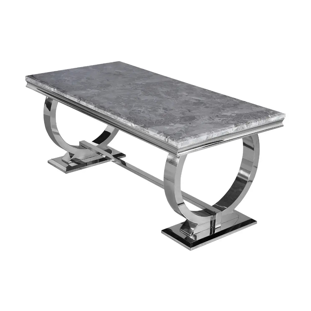 Arianna Marble Dining Table – 1.5m & 1.8m, Stainless Steel Base