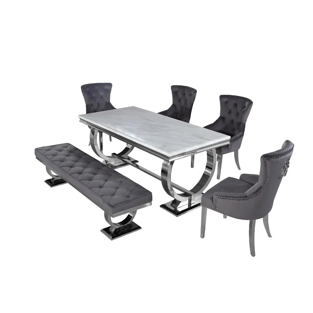 Arianna Marble Dining Table – 1.5m & 1.8m, Stainless Steel Base