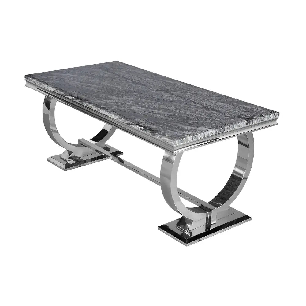 Arianna Marble Dining Table – 1.5m & 1.8m, Stainless Steel Base