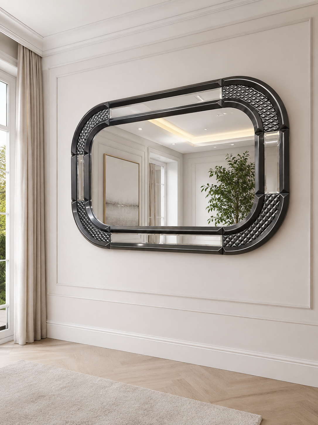 Cenova Wall Mirror Anthracite Grey F I INTERIORS