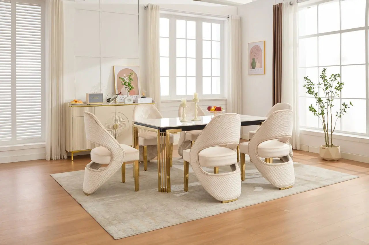 Santorini Sintered Stone Dining Table & Santorini Dining Chair Set – Modern Luxury Dining Collection