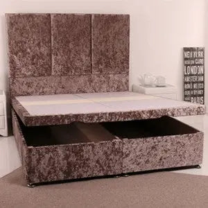 Elegance Ottoman Gaslift Bed – 50" Tall Cubed Headboard in Luxury Velvet