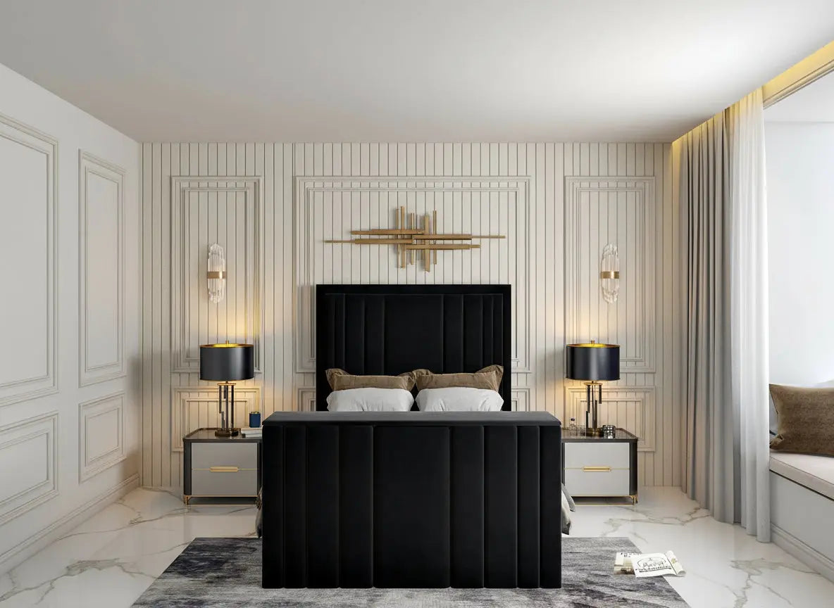 Riva Upholstered Soft Velvet Phonematic Tv Bespoke Bed Frame