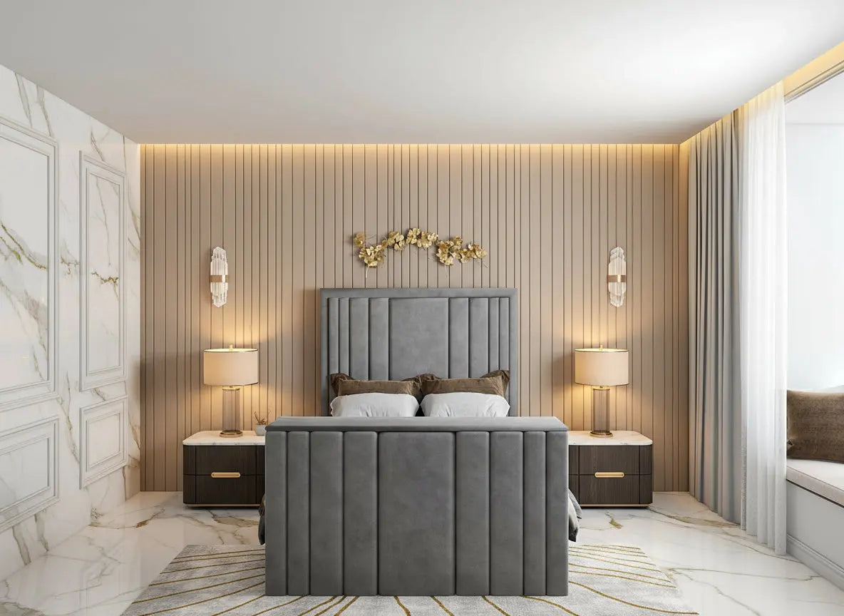 Riva Upholstered Soft Velvet Phonematic Tv Bespoke Bed Frame