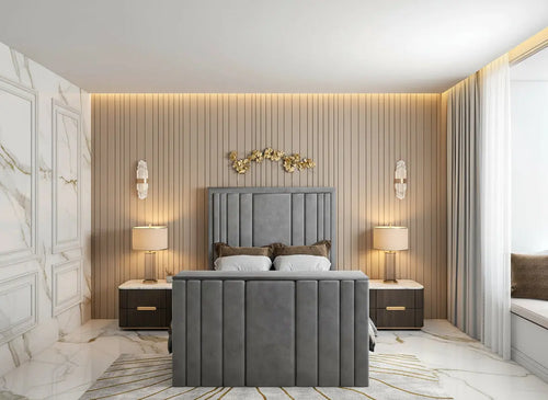 Riva Upholstered Soft Velvet Phonematic Tv Bespoke Bed Frame