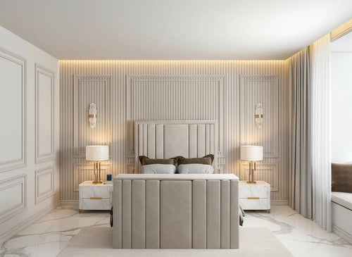 Riva Upholstered Soft Velvet Phonematic Tv Bespoke Bed Frame